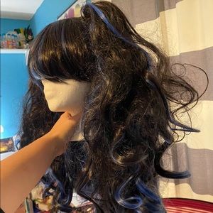 Black and blue wig with ponytails